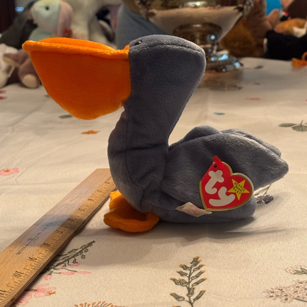 BEANIE BABY 💫 RARE 💫 TY Plush Pelican Toy Set of TWO stuffed animal SCOOP NEW - Picture 6 of 9